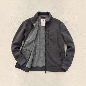 RELWEN Fleece Lined Full Zip Jacket Gray Cotton
